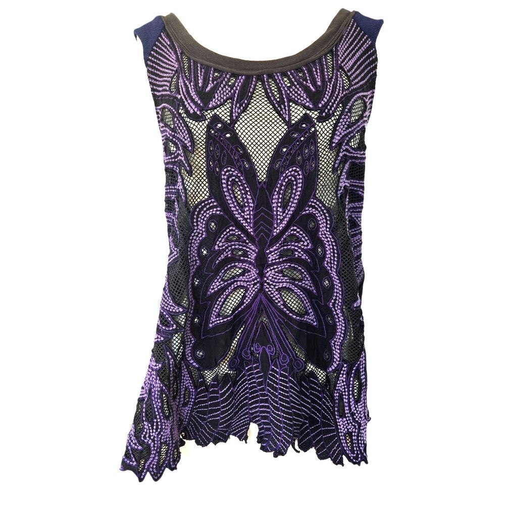 Vintage Free People Butterfly Open Crochet Front Tank Size Medium